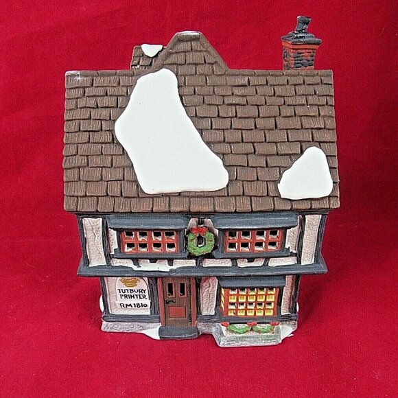 Vintage Dept 56 Dickens Village Tutbury Printer Lighted 55689 Retired 1990 - Picture 2 of 7